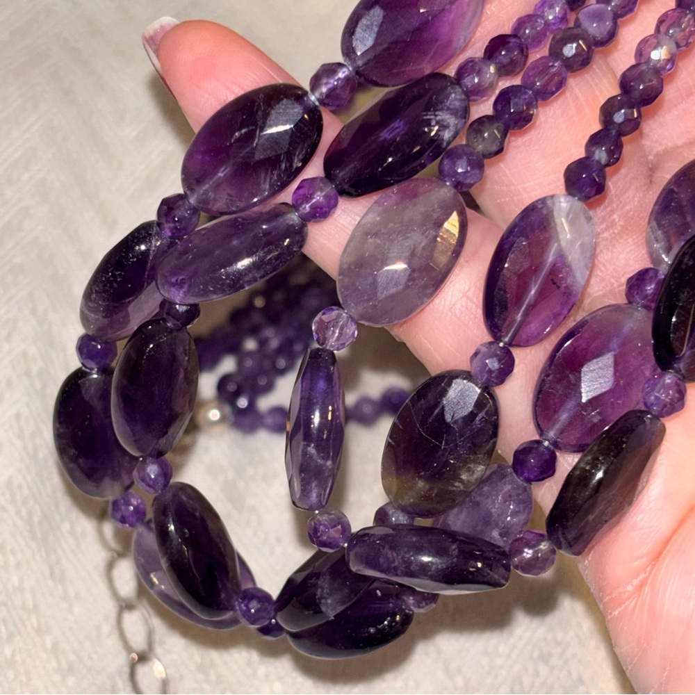 Jay King DTR 925 Necklace Amethyst Multi Strand Sterling Silver Purple - Picture 9 of 13